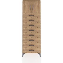 Arges Dolap 2 Raflı 8 Çekmeceli 2 Kapaklı 60x30x182 Çam-çam Çam