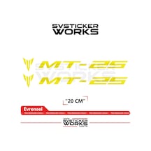Yamaha Mt-25 Uyumlu Yazı Sticker Yüksek Kalite Özel Kesim Folyo 2'li Set Sarı