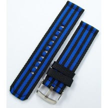 Kumaş Perlon Siyah Mavi 22Mm Spor Saat Kordonu Kayışı Nato
