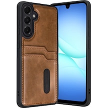 Samsung Uyumlu Galaxy A17 5g Sara Kartvizitli Deri Kılıf Taba
