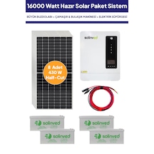16 Kw 16000 Watt Güneş Enerjisi Hazır Solar Paket Sistem Half Cut Güneş Panelli