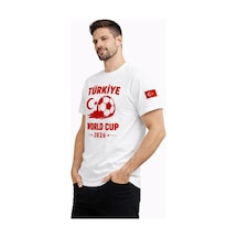 Yake Store Erkek Türkiye World Cup 2026 Baskılı Tişört Futbol Temalı Forma T-shirt - Beyaz - Beyaz