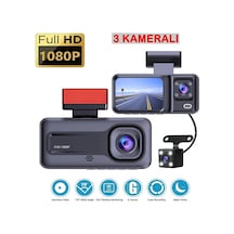 Araç Içi Kamera 3 Kameralı 1080p / Lcd Ekranlı/gece Görüşlü/geri Görüş Kamera/hareket Algılama
