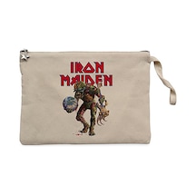 Iron Maiden Monster Guitarist Krem Clutch Cüzdan / El Çantası Krem