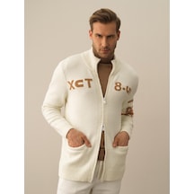 Xint Ekru Doğal Yün Dokulu Regular Fit Hırka 801750