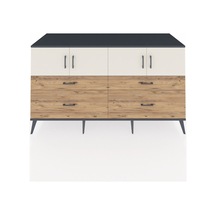 Kronos Konsol 2 Raflı 4 Çekmeceli 4 Kapaklı 176x59x99 Antrasit-ay Antrasit-aytaşı/çam