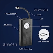 Arwoan Elektrikli Hava Kompresörü Usb Şarjlı Taşınabilir Bisiklet Pompası Çok Fonksiyonlu Elektrikli Lastik Pompası Motosiklet Oto Bisiklet İçin