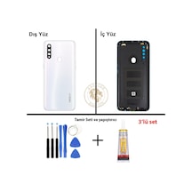 Oppo A31 Beyaz  Arka Kapak + Yapıştırıcı Ve Vida Seti Arka Cam Batarya Pil Kapağı Lazer Kesim Çok Renkli