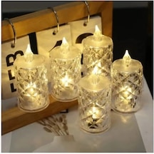 Led Mum Şeffaf Kristal Led Mum Pilli Alevsiz Çay Mumu Düğün Doğum Günü Ortam Işığı Mini Diğer