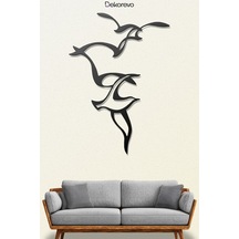Martıların Dansı Metal Duvar Tablosu - Metal Duvar Sanatı - Siyah - 55 X 75 Cm