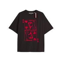 Adrift Do What Baskılı Crop Oversize Kalıp Unisex T-shirt Siyah