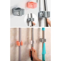 2 Adet Paspas Süpürge Fırça Ve Mop Askısı Sap Tutucu Mutfak Banyo Askı Gri Diğer