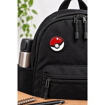 Poké Topu Tasarımlı Kırmızı Beyaz Koleksiyon Rozeti Anime Severlere Hediye Gri