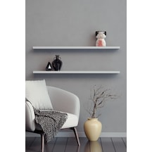 Yankı-BYEG 2li 80 cm Mat Beyaz Mdf Duvar Rafı Gizli Bağlantı Kitaplık