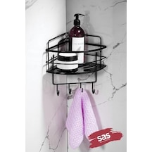 Yapışkanlı Ömür Boyu Paslanmaz Kristal Ayarlanabilir Raf Banyo Düzenleyici Şampuanlık Lk-01 Sssk Açık Ahşap