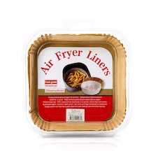 Go İthalat 50pcs Kare Taban: 20cm - Kenar: 4.5cm Air Fryer Pişirme Kalıp Kağıt Açık Kahverengi