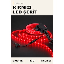 Onerous 2 M 12v Kırmızı Led Şerit, Fişli