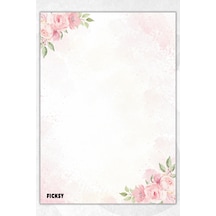 A5 Çiçek Bloknot Çizgisiz Defter - 50 Yaprak - Memopad - Notepad - Not Defteri - Not Kağıdı Pembe Pembe