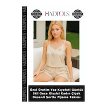 Hadpols Özel Üretim Yaz Kıyafeti Günlük Stil Gece Giysisi Kadın Çiçek Desenli Şortlu Pijama Takımı Diğer