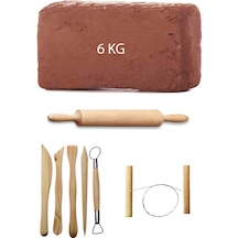6 KG Kırmızı Kahverengi Seramik Hamuru Çamur Ebeşuar Merdane Tel