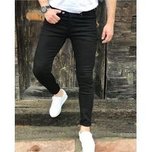 Erkek Skınny Kalıp Siyah Jean Pantalon Siyah
