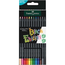 Black Edition Kuru Boya Kalemi 12 Renk, Yumuşak Yazım, Ergonomik Üçgen Gövde Çok Renkli