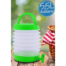 Musluklu Katlanır Su Bidonu Outdoor Akordiyon Kamp Çeşme Piknik Damacana İçecek Şişesi Kova Yeşil