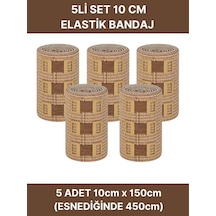 Elastik Bandaj Seti 5 Li 5x10cm 20 Klipsli 4,5 Metreye Kadar Uzar, Spor Ve Günlük Kullanım