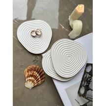 Oval Çizgisel Taş Tozu Dekoratif Obje/bardak Altlığı 3 Lü