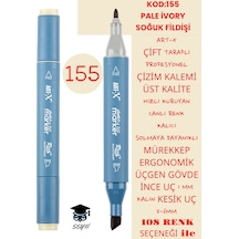 Çift Taraflı Profesyonel Çizim Kalemi Kalıcı Mürekkep Üçgen Gövde İnce Uç 1 Mm Kesik Uç 2-6mm Sketch 155-soğuk Fildişi