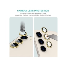 Samsung Galaxy S23 İçin Kamera Lens Koruyucuları Metal Gold Renk Temperli Cam Çizilmez Bağımsız Kamera Koruyucu Diğer