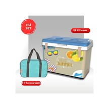 Buzluk Termos Set-20 Lt Kumaş Buzluk Termos 1029 Cooler Box +7 Lt İzolasyonlu Çanta Çok Renkli