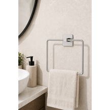 Kare Havluluk Yapışkanlı Delmesiz Matkapsız Metal Paslanmaz Çelik Banyo Askılığı El Havluluğu Krom