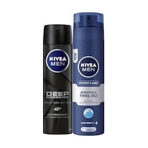 Men Erkek Sprey Deodorant Deep Dimension 48 Saat Anti-perspirant Koruma 150ml Ve Men Protect&care Tıraş Jeli 200ml, Kuru Ciltler İçin, Pürüzsüz Tıraş