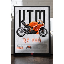 Ktm Rc 990 Siyah Ahşap Çerçeveli Poster, Dekoratif Motosiklet Duvar Tablosu
