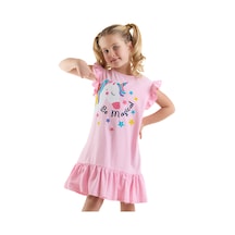 Denokids Unicorn Magic Kız Çocuk Pembe Elbise Renkli Çok Renkli
