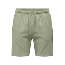 Only & Sons Erkek Seersucker Kumaş Rahat Kesim Şort - Açık Yeşil" Cok Renklı