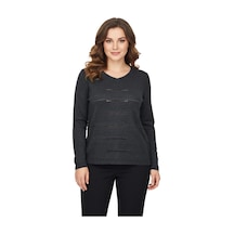 Wearon Kadın Yumoş Taşlı V Yaka Bluz Bgl-st05144 Antrasit