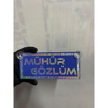 Mavi Renk Üzeri Hologram Renk Mühür Gözlüm Yazılı Vantuzlu Cam Süsü
