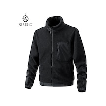 Şık Ve Rahat Dik Yaka Polar Günlük Erkek Ceketi Siyah