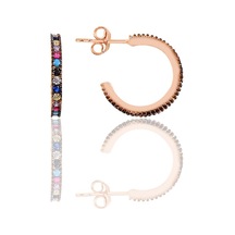 Gümüş Rose Renkli Taşlı 16 Mm Tamtur Halka Küpe