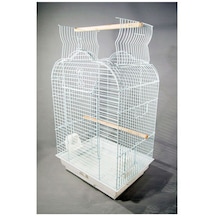 Pet - 834 - Papağan Kafesı Açılır Çatılı Beyaz 47x36x70 X - Csmo-tex - 1 Adet