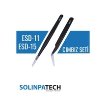 2'li Hassas Antistatik Cımbız Seti Karbon Fiber Uçlu Esd-11 & Esd-15