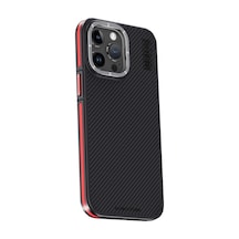 Joko Apple İphone 15 Pro Kılıf Aramid 600d Kevlar Karbon Fiber Magsafe Kapak - Kırmızı 0.2M-Çok Renkli