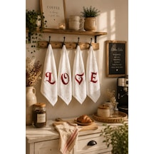 Love Nakışlı 4'lü Mutfak Ve El&yüz Havlu Seti 30x50 Cm Çok Renkli