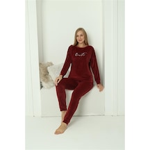 Akbeniz Kadın Kadife Bordo Pijama Takım 20624 - S Bordo