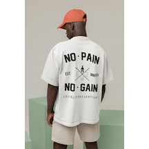 No Pain No Gain Baskılı Unisex Oversize Losing Is Not An Option Y Beyaz