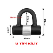 Motosiklet Kesilmez Çelik U Tipi Bar Disk Kilidi Motoparax Renk : Siyah
