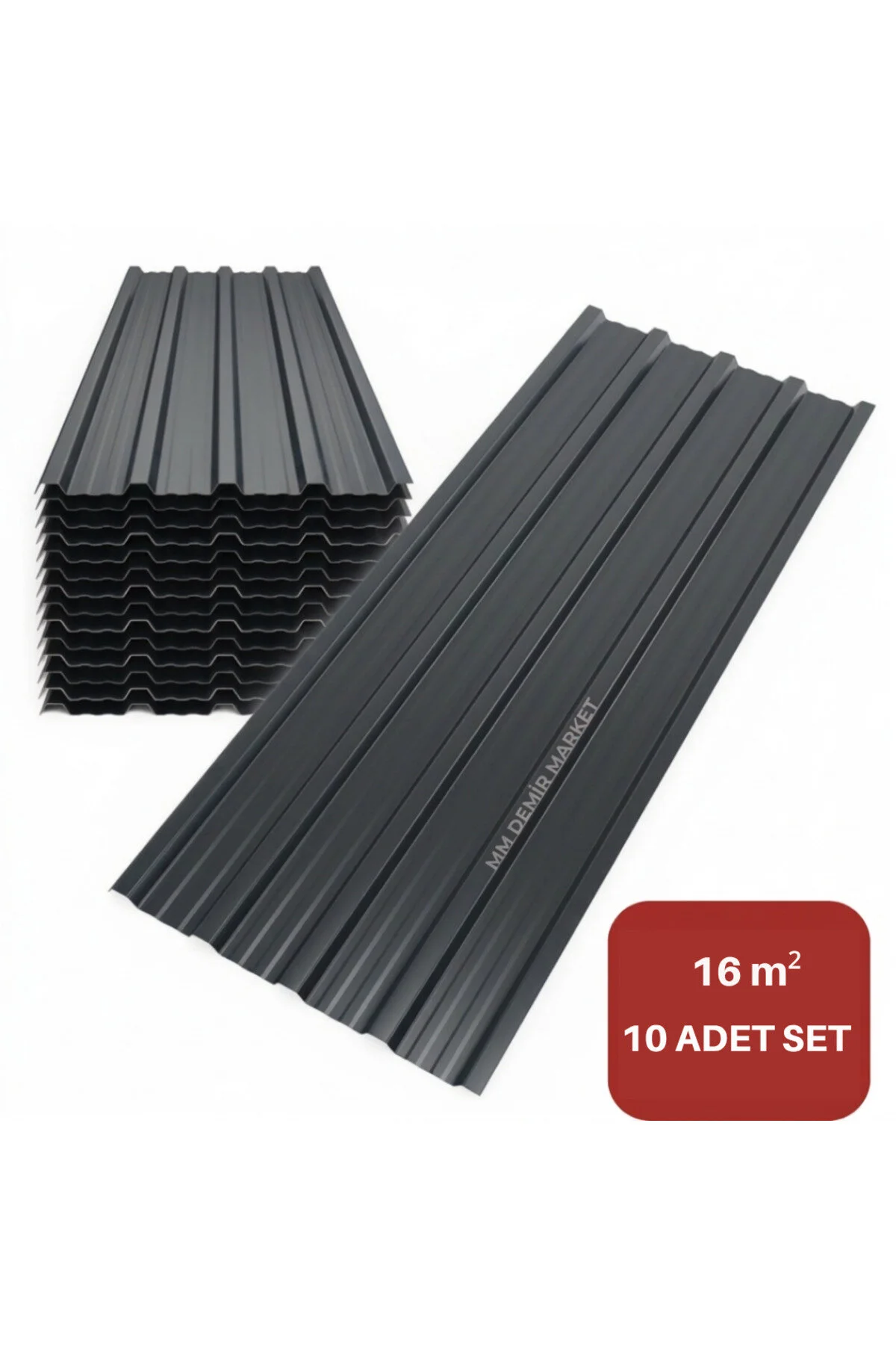 Galvanizli Trapez Çatı Kaplama Sacı 2 Metre -antrasit 10 Adet-su Geçirmez Ve Paslanmaz Metal Sac