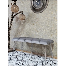 Metal Krom Tel Ayaklı 100 Cm Puf Bench - Puf - Bench - Oturak - M Çok Renkli